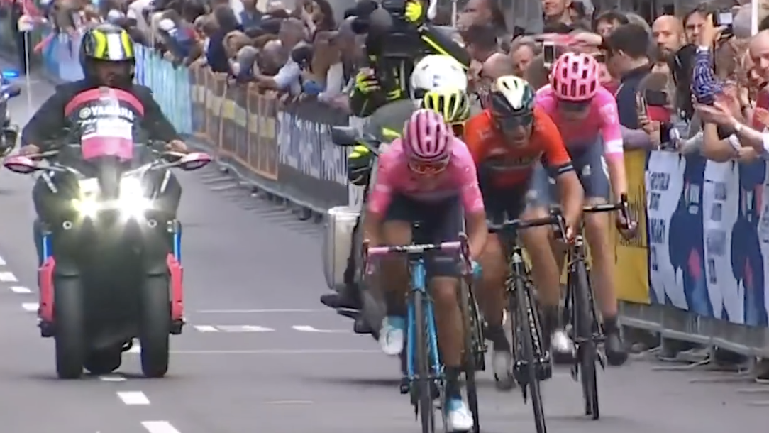 Giro d’Italia cyclist blames motorbikes for giving rivals unfair slipstreaming advantage